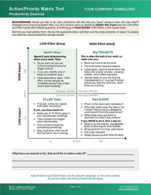 Action Priority Matrix Coaching Worksheet Page 1