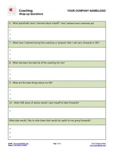 Wrap-up Session Questions Coaching Form Page 2