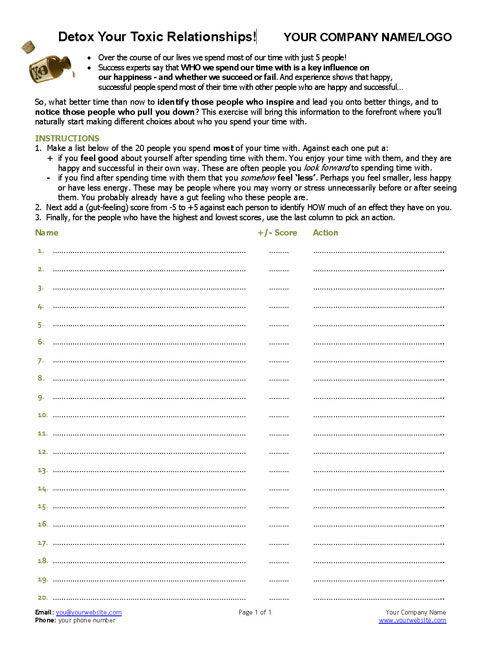 Detox Your Toxic Relationships Exercise detox your toxic relationships exercise coaching tools Detox Your Toxic Relationships Exercise detox your toxic relationships exercise coaching tools