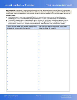 Love and Loathe List Life Coaching Exercise & Tool