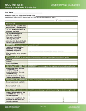 Nail That Goal Goal-Setting Tool Page 1