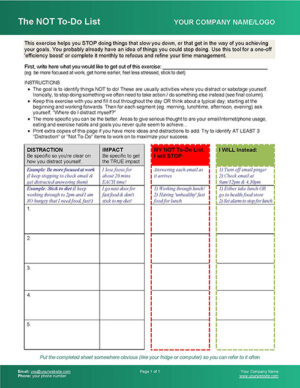 Not To Do List Coaching Exercise