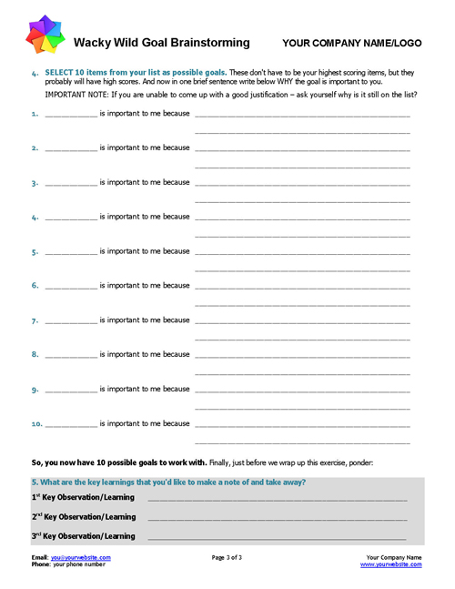 Wacky Wild Goal Brainstorming! Tool | Coaching Tools from The Coaching