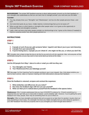 Simple 360 Feedback Career Coaching Tool Page 1