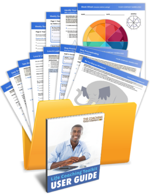 Life Coaching Toolkit showing tools in a folder with User Guide