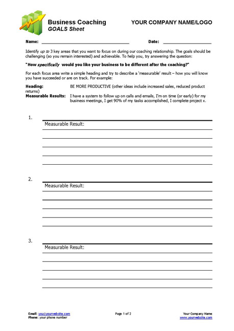 sales goals sheet