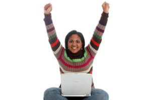 Woman-excited-Laptop