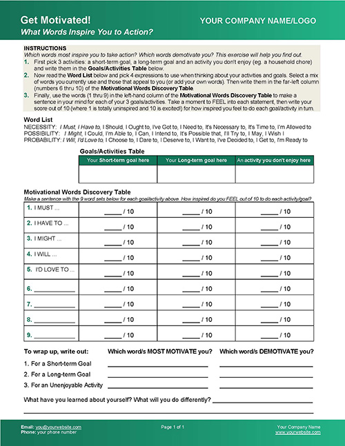 Find Motivational Words Coaching Exercise