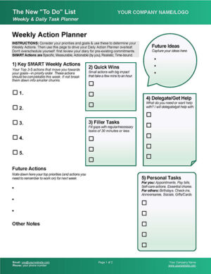 Weekly Daily Task Planner Coaching Tool Page 1