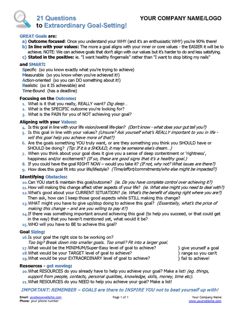 21 questions to extraordinary goal setting coaching 21 questions to extraordinary goal setting coaching