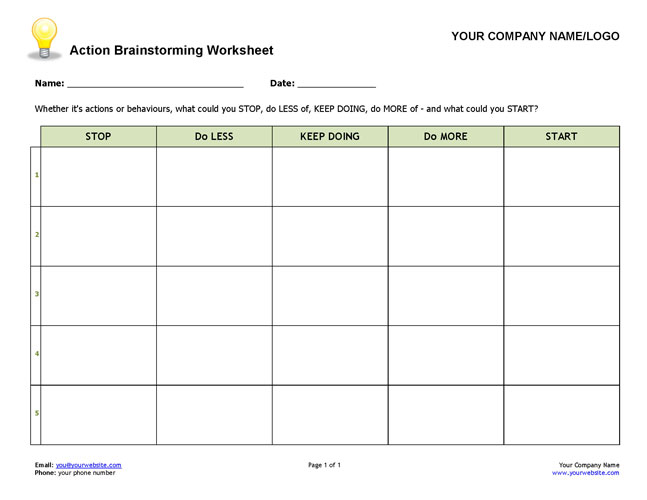 Action Brainstorming Worksheet | Coaching Tools from The Coaching Tools