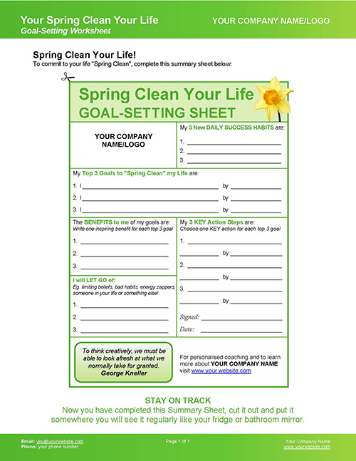 Spring Clean Your Life Summary Sheet Image