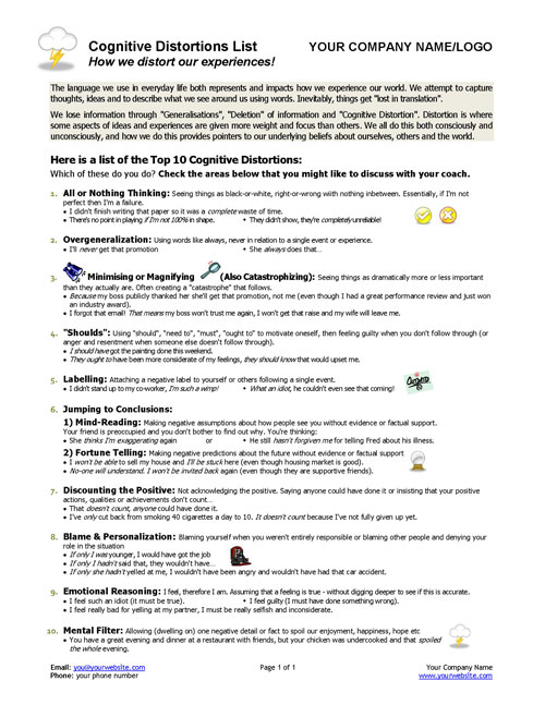 Cognitive Distortions Cheat Sheet