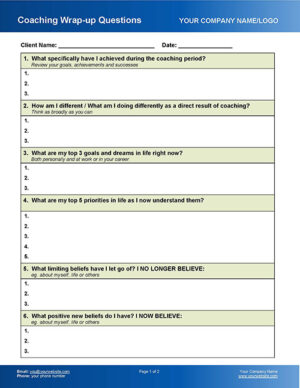 Wrap-up Session Questions Coaching Form Page 1