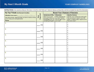 Coaching Program Template Goal-Setting Worksheet for Next 3 Months