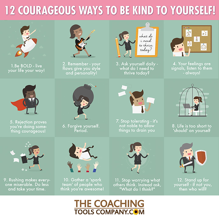 12 Courageous Ways to Be Kind To Yourself Infographic