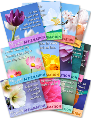 13 Graphics - Each with an Affirmation to Share Weekly on Sundays (Q1)