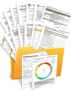 Paquete de Bienvenida con Plantillas, Formularios y Ejercicios de Coaching en una Carpeta
