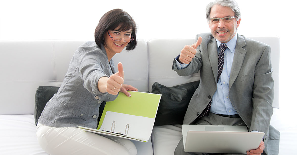Coach and Client using Life Coaching Tools with Thumbs up