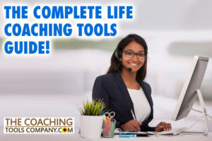 Life Coaching Tools Guide with Smiling Coach at Desk