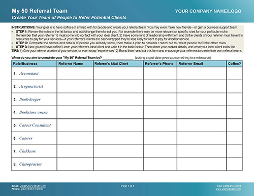 Free Coaching Tool to Create Your Referral Team - p1