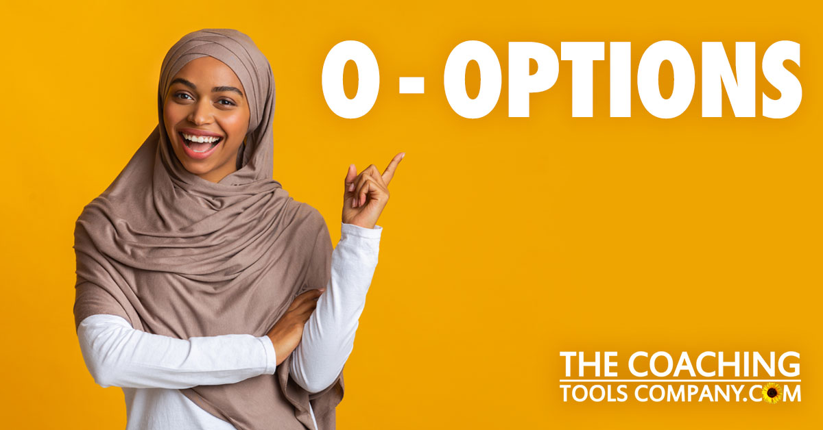 Happy Client pointing at Options for the GROW Model