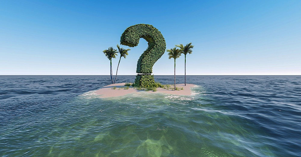 Why - question mark on island