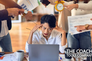 Stressed Manager at desk not setting boundaries