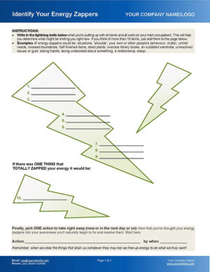 Energy Zappers Coaching Exercise in Life Coaching Program Template