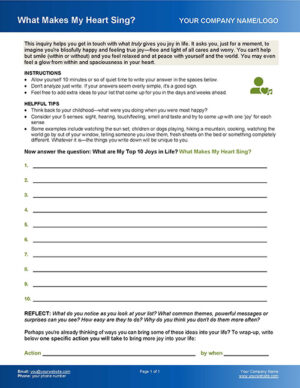 What Makes My Heart Sing Coaching Form for Renew You