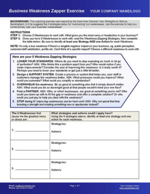 Small Business Coaching Weakness Zapper Tool