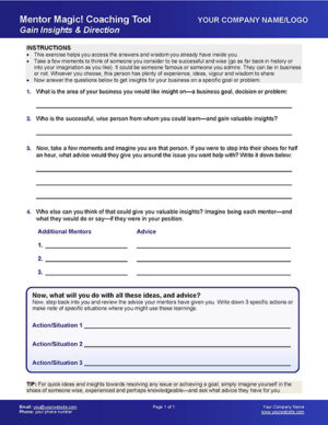 Small Business Coaching Worksheets Find Your Inner Mentor Template