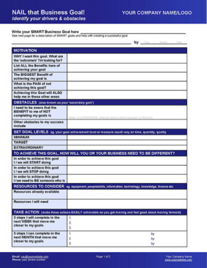 Small Business Coaching Template for SMART Goal-Setting Page 1